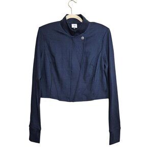 Cabi Womens Admiral Jacket Size M Knit Long Sleeve Cropped Navy Blue Office